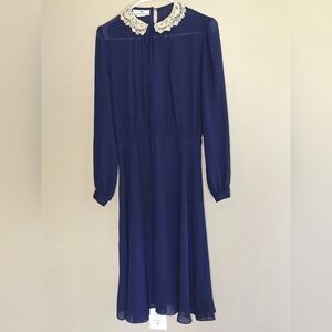 Vintage Jonathan Martin Semi-Sheer Praire Lace Collar Midi Dress, Size 14
